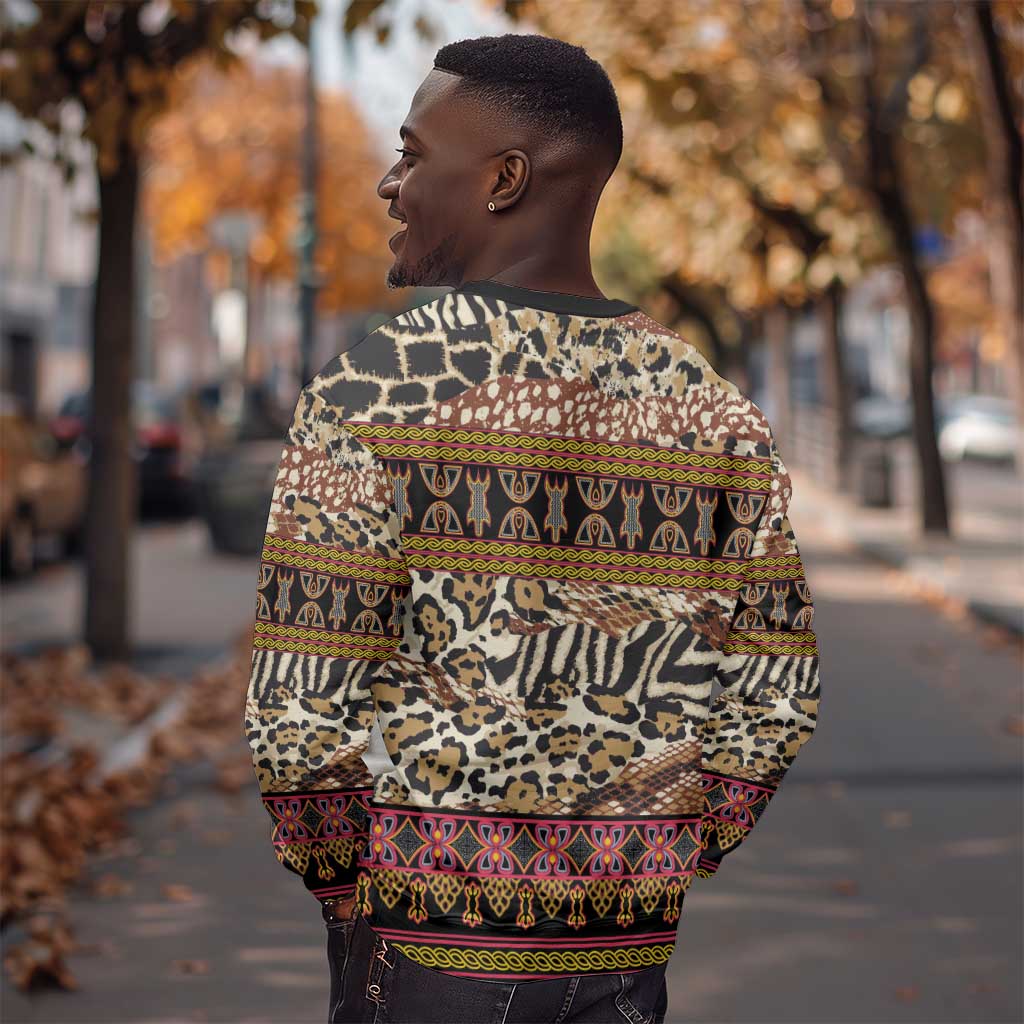 Cameroon Toghu Sweatshirt Wild Animal Skins Seamless Pattern