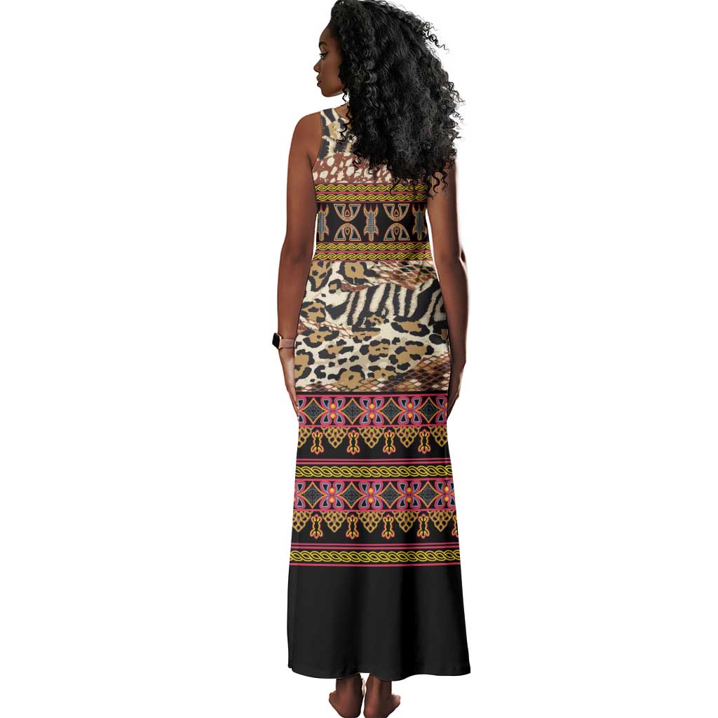 Cameroon Toghu Tank Maxi Dress Wild Animal Skins Seamless Pattern