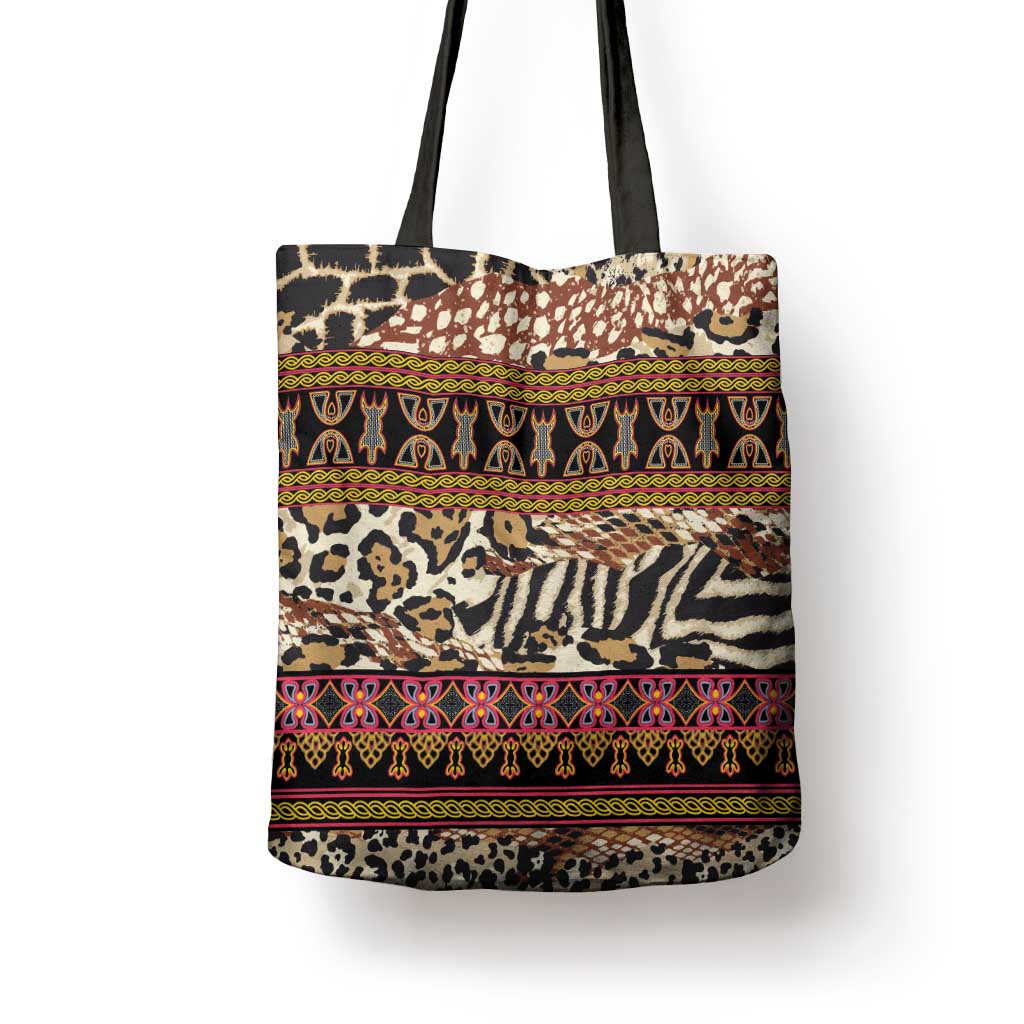 Cameroon Toghu Tote Bag Wild Animal Skins Seamless Pattern