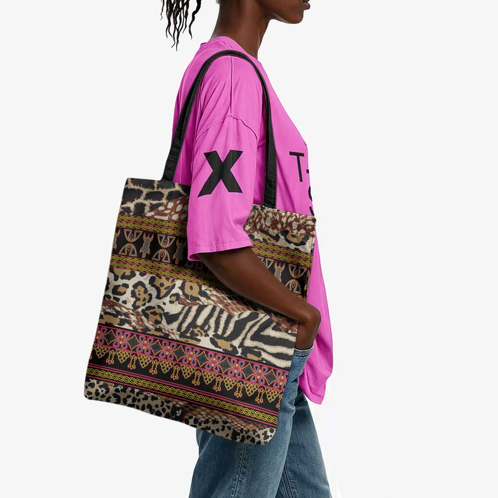 Cameroon Toghu Tote Bag Wild Animal Skins Seamless Pattern