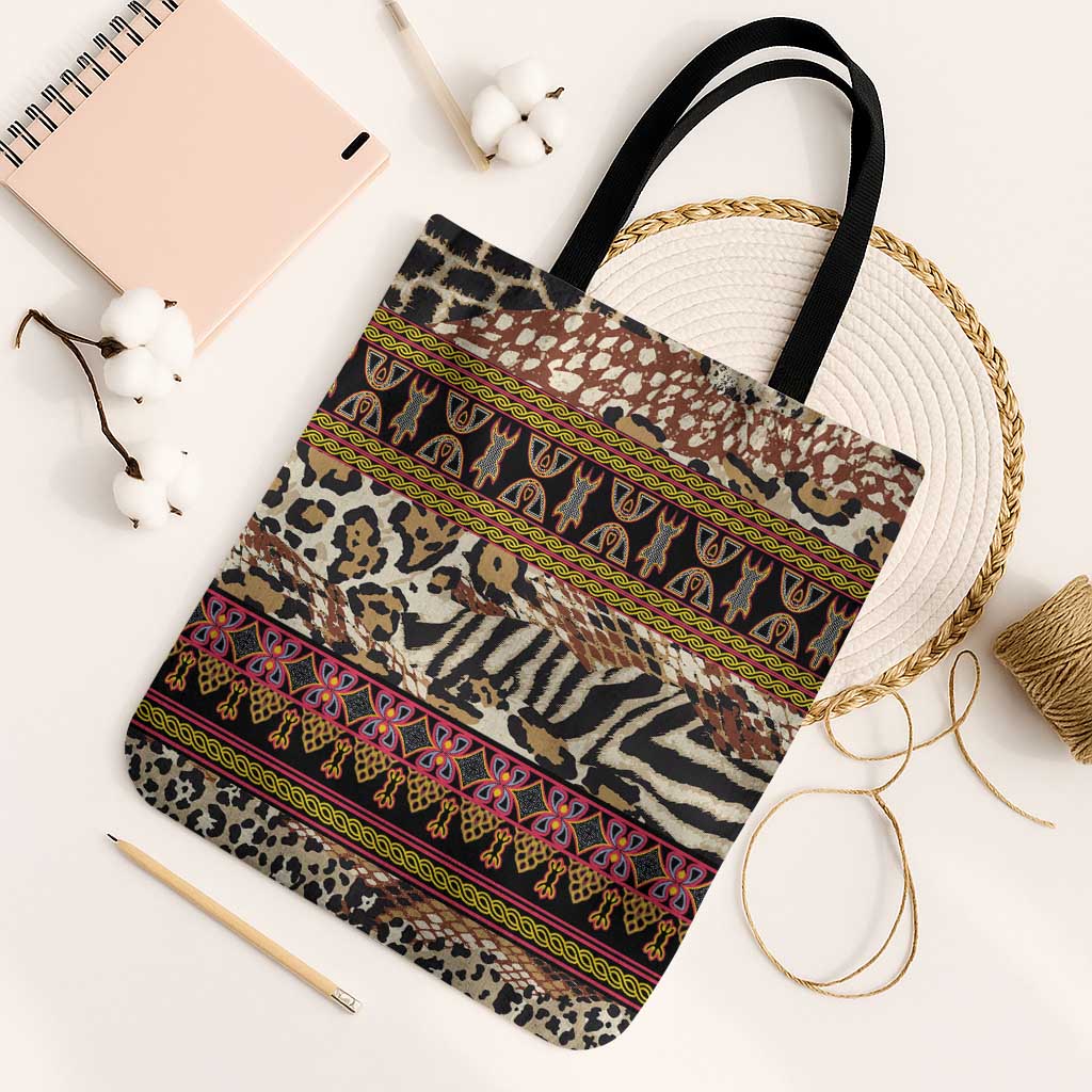 Cameroon Toghu Tote Bag Wild Animal Skins Seamless Pattern