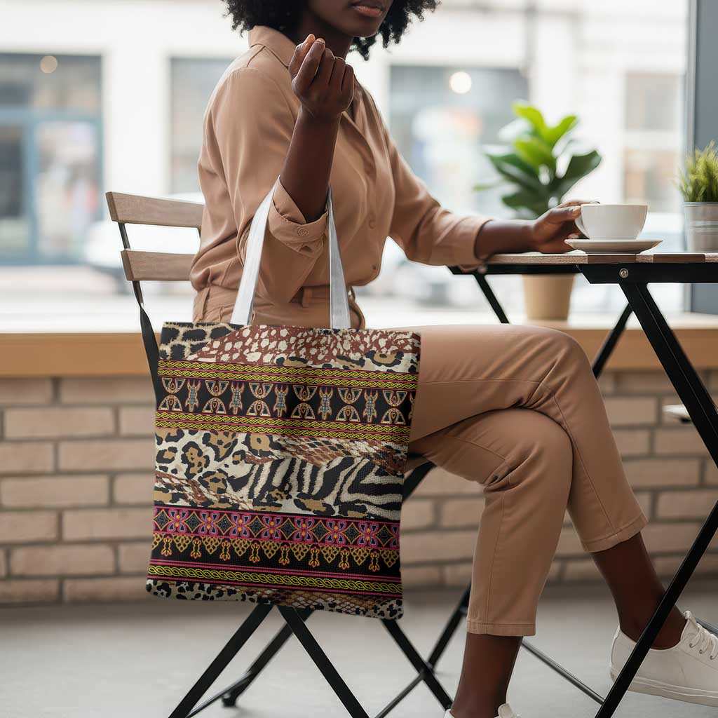 Cameroon Toghu Tote Bag Wild Animal Skins Seamless Pattern