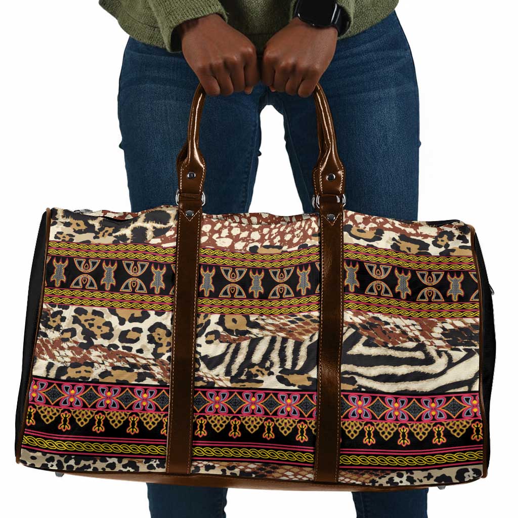 Cameroon Toghu Travel Bag Wild Animal Skins Seamless Pattern