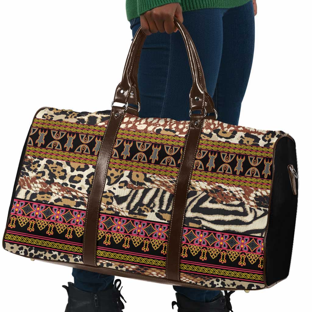 Cameroon Toghu Travel Bag Wild Animal Skins Seamless Pattern