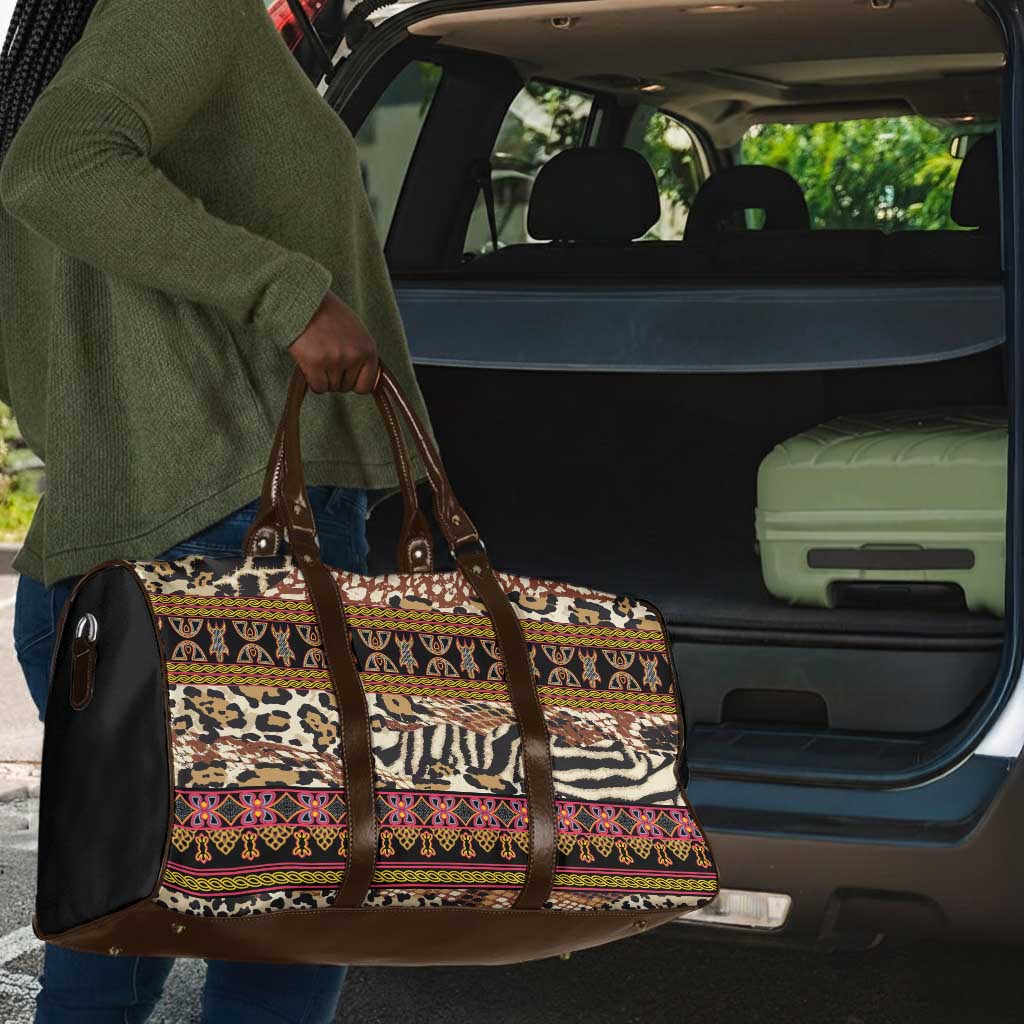 Cameroon Toghu Travel Bag Wild Animal Skins Seamless Pattern