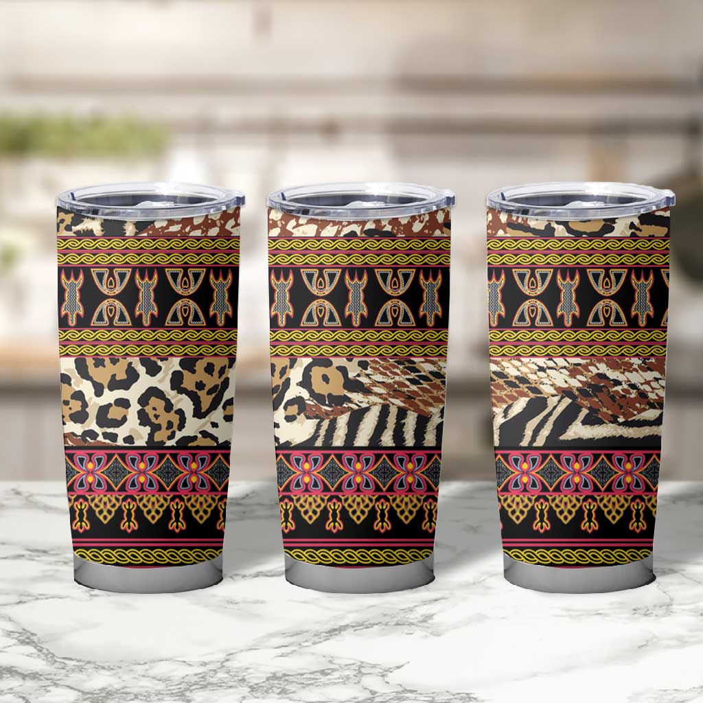 Cameroon Toghu Tumbler Cup Wild Animal Skins Seamless Pattern