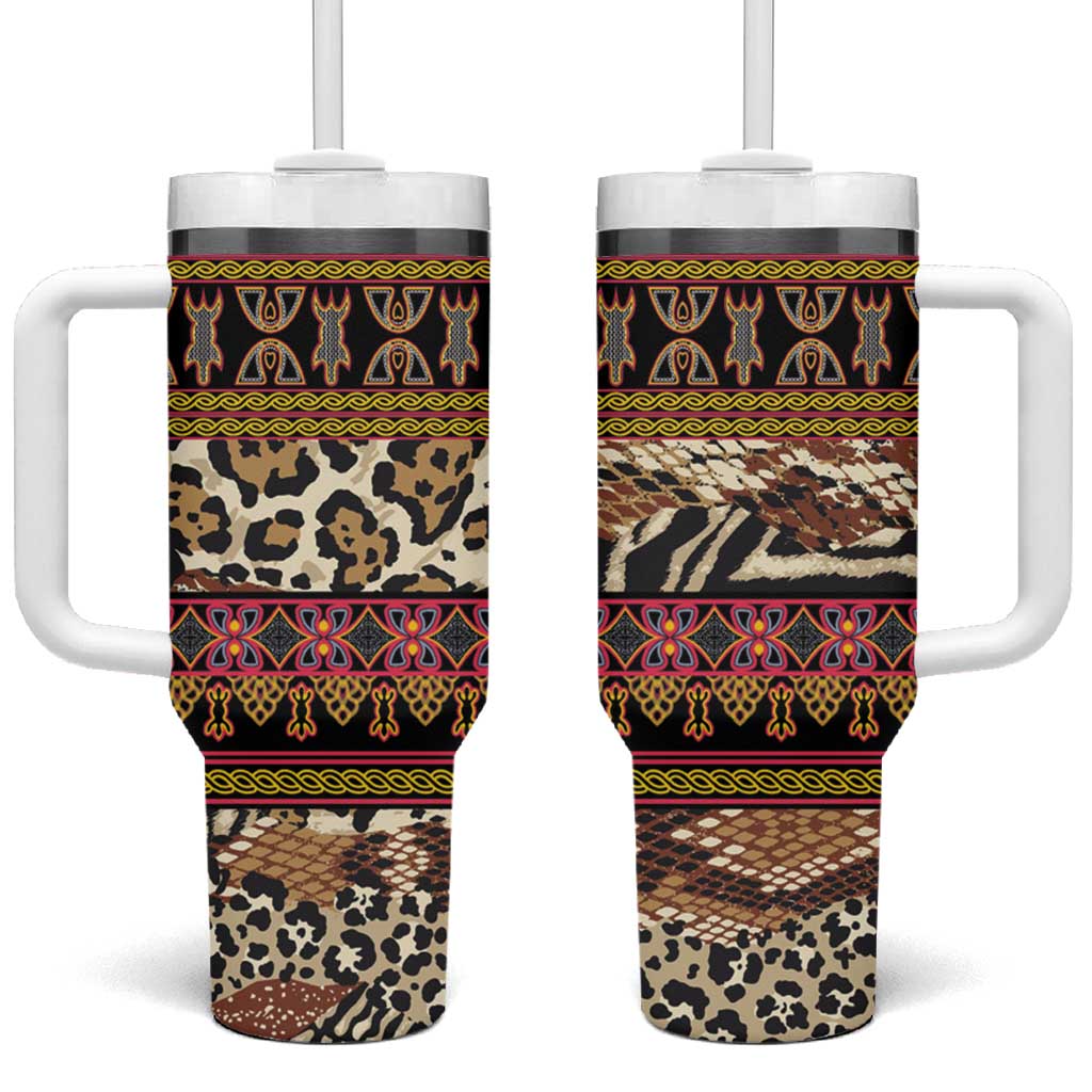 Cameroon Toghu Tumbler With Handle Wild Animal Skins Seamless Pattern