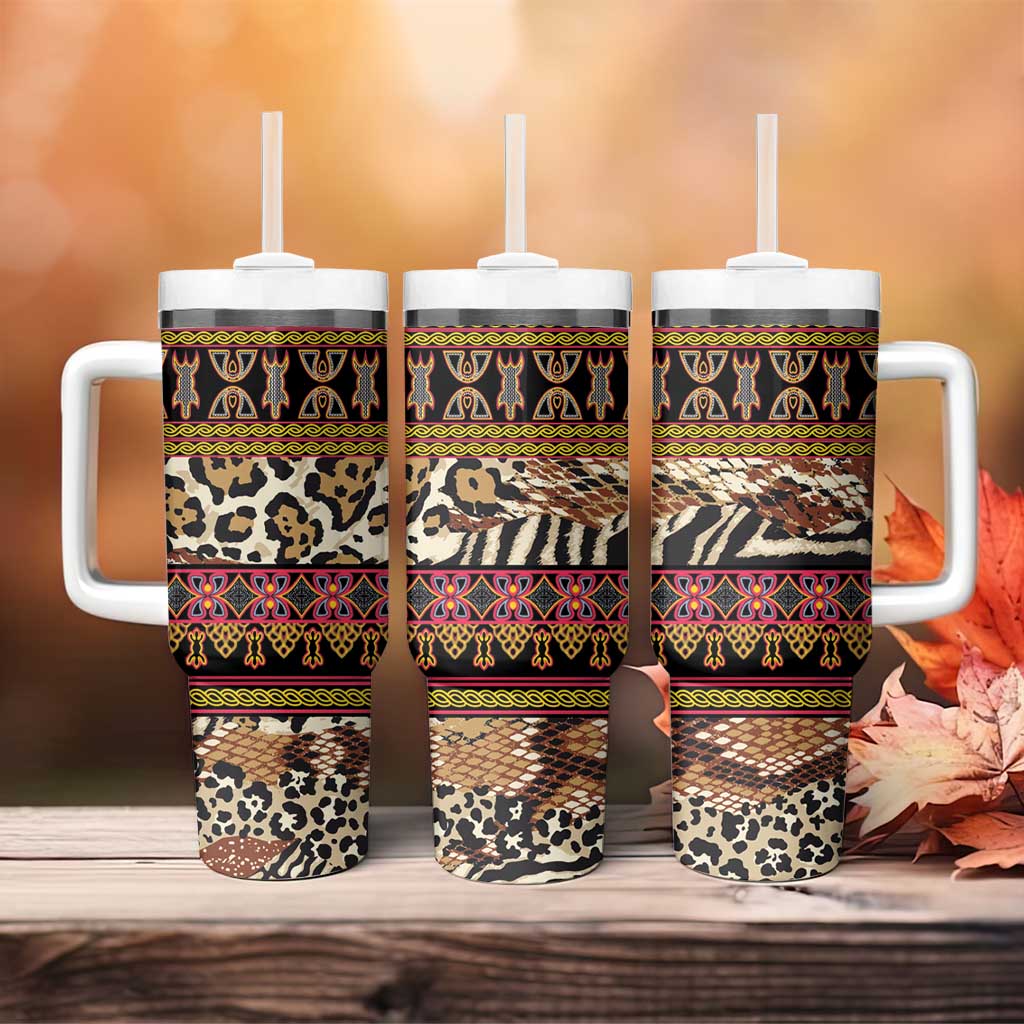 Cameroon Toghu Tumbler With Handle Wild Animal Skins Seamless Pattern