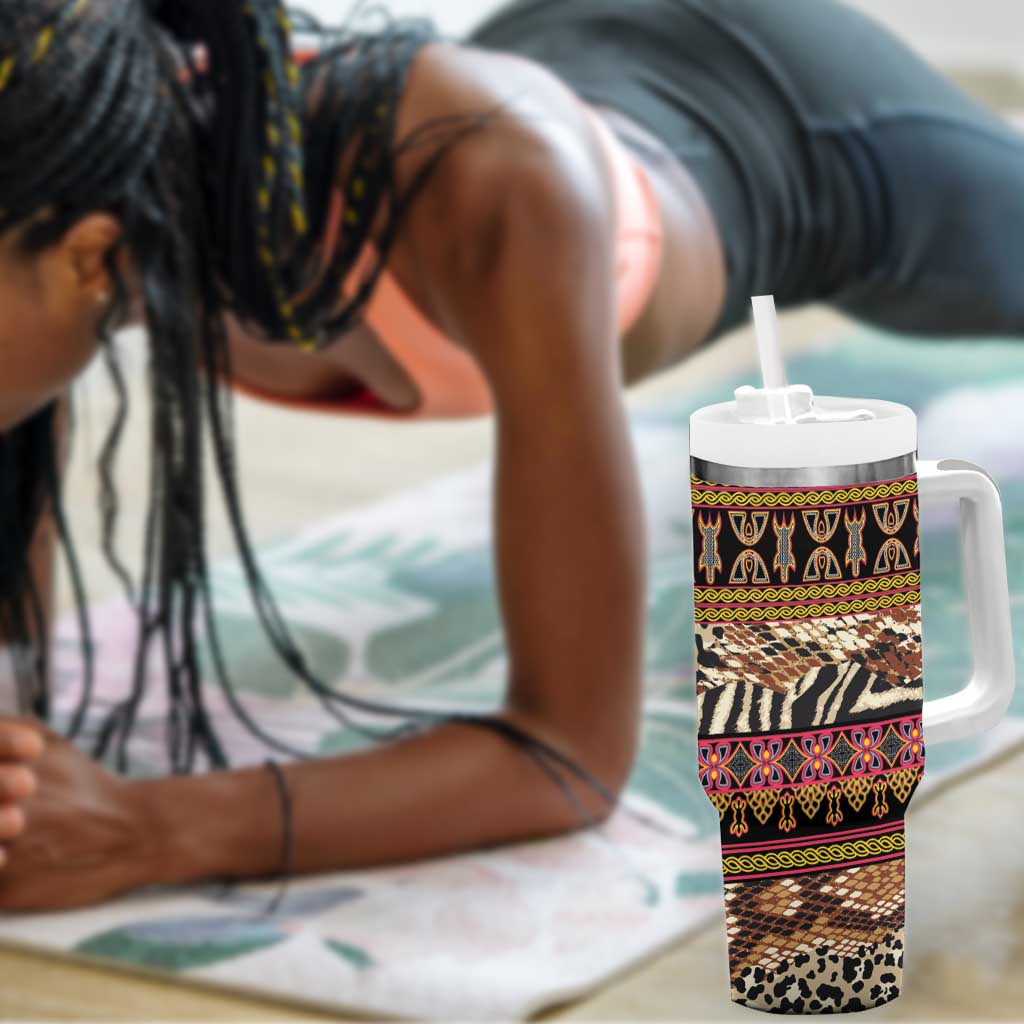 Cameroon Toghu Tumbler With Handle Wild Animal Skins Seamless Pattern