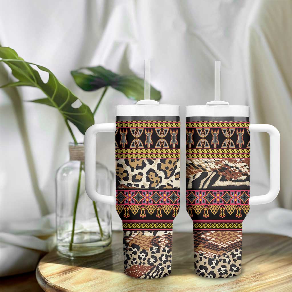Cameroon Toghu Tumbler With Handle Wild Animal Skins Seamless Pattern