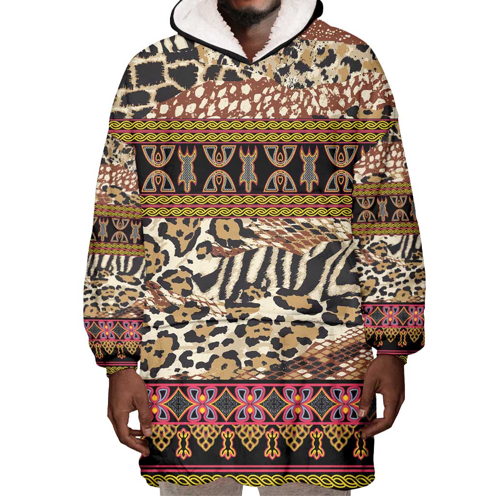 Cameroon Toghu Wearable Blanket Hoodie Wild Animal Skins Seamless Pattern
