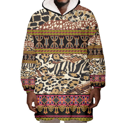 Cameroon Toghu Wearable Blanket Hoodie Wild Animal Skins Seamless Pattern