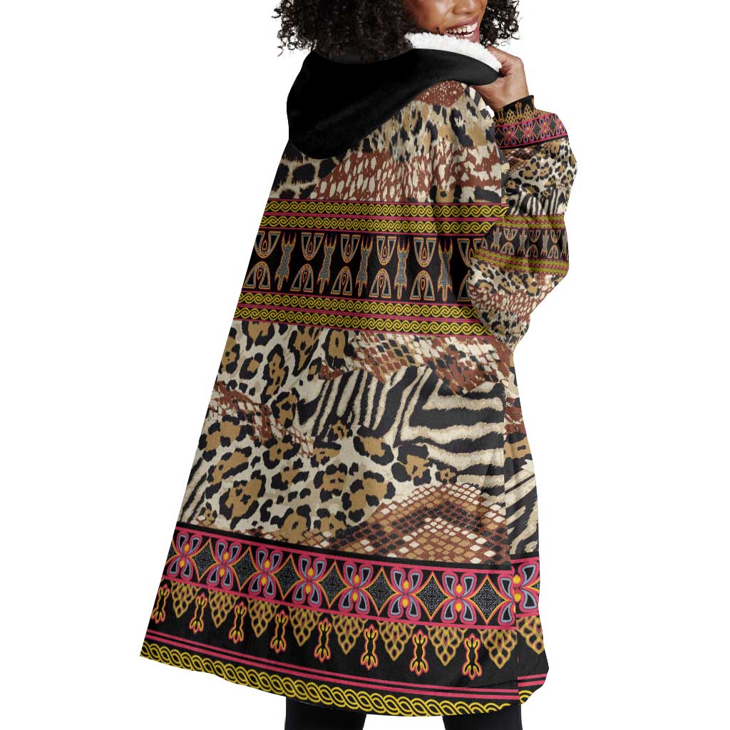 Cameroon Toghu Wearable Blanket Hoodie Wild Animal Skins Seamless Pattern
