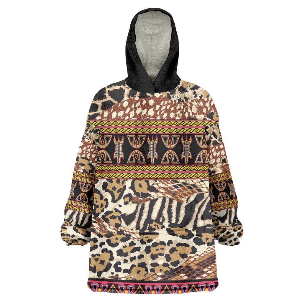 Cameroon Toghu Wearable Blanket Hoodie Wild Animal Skins Seamless Pattern