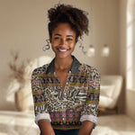 Cameroon Toghu Women Casual Shirt Wild Animal Skins Seamless Pattern