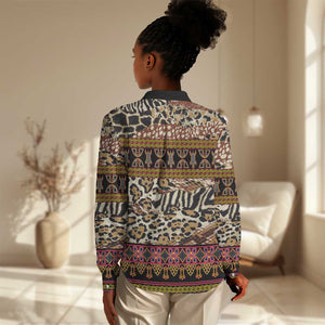 Cameroon Toghu Women Casual Shirt Wild Animal Skins Seamless Pattern