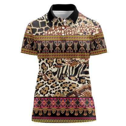 Cameroon Toghu Women Polo Shirt Wild Animal Skins Seamless Pattern