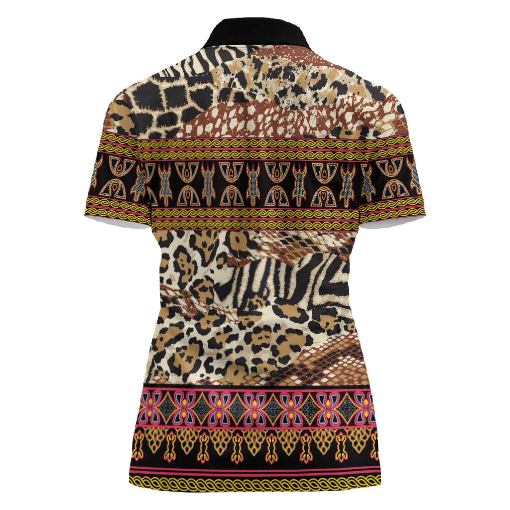 Cameroon Toghu Women Polo Shirt Wild Animal Skins Seamless Pattern