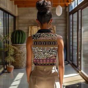 Cameroon Toghu Women Sleeveless Polo Shirt Wild Animal Skins Seamless Pattern