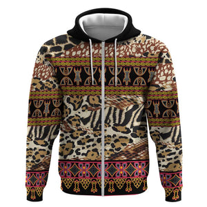 Cameroon Toghu Zip Hoodie Wild Animal Skins Seamless Pattern