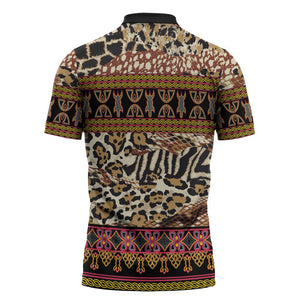 Cameroon Toghu Zipper Polo Shirt Wild Animal Skins Seamless Pattern