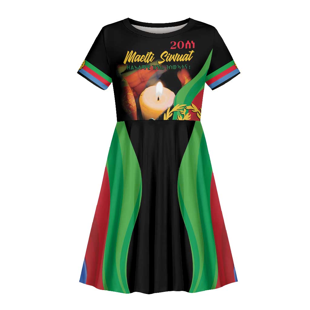 Personalized Afro-Eritrea Maelti Siwuat Kid Short Sleeve Dress Shida Shoes Glory To Our Martyrs Eritrea