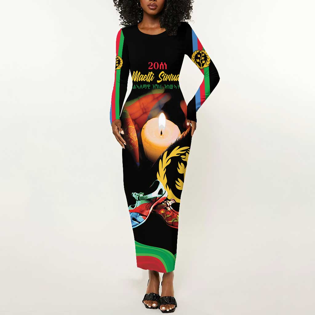 Personalized Afro-Eritrea Maelti Siwuat Long Sleeve Bodycon Dress Shida Shoes Glory To Our Martyrs Eritrea