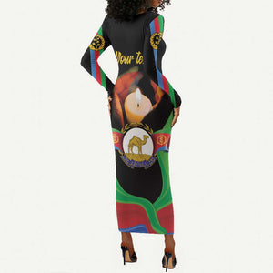 Personalized Afro-Eritrea Maelti Siwuat Long Sleeve Bodycon Dress Shida Shoes Glory To Our Martyrs Eritrea