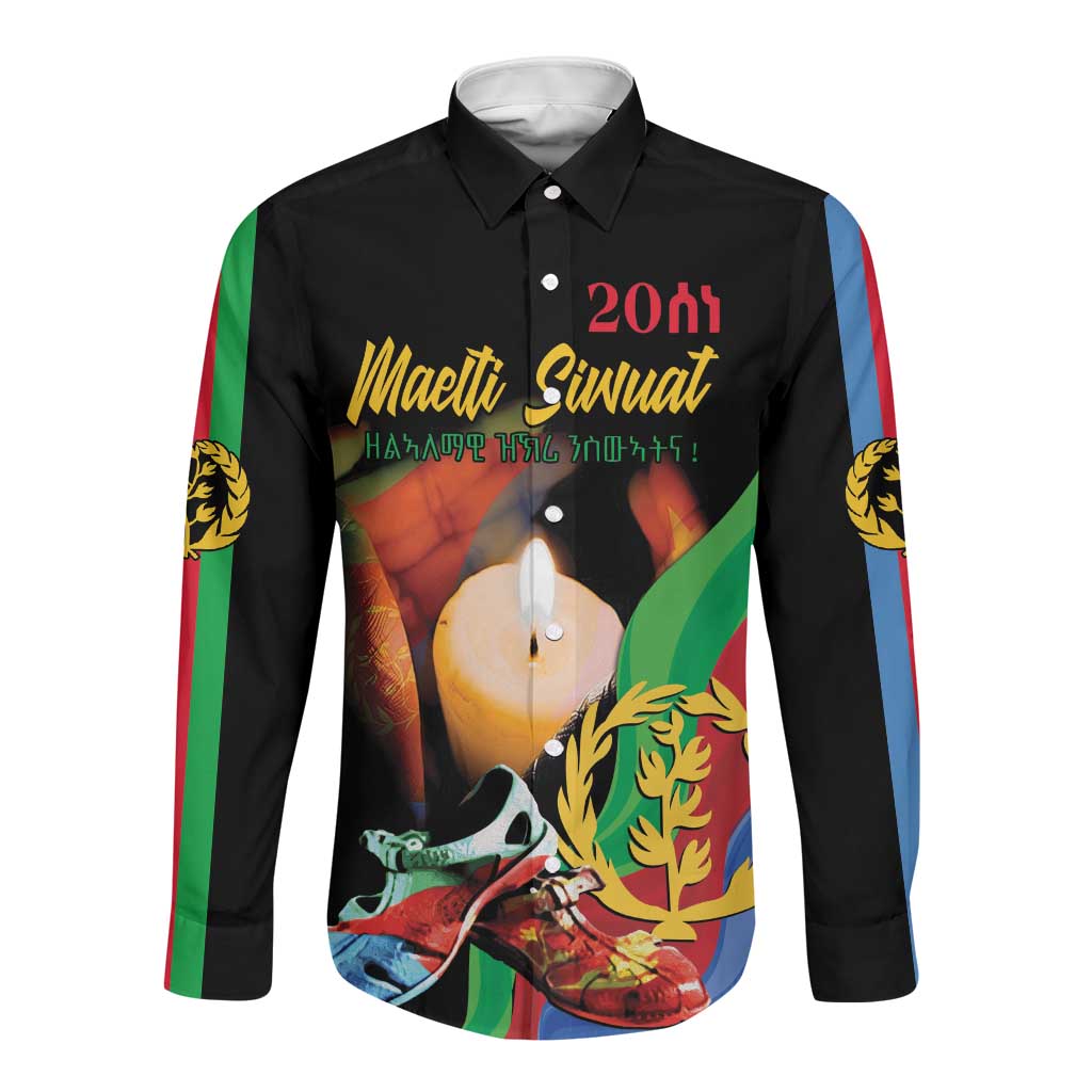 Personalized Afro-Eritrea Maelti Siwuat Long Sleeve Button Shirt Shida Shoes Glory To Our Martyrs Eritrea