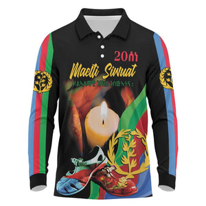 Personalized Afro-Eritrea Maelti Siwuat Long Sleeve Polo Shirt Shida Shoes Glory To Our Martyrs Eritrea