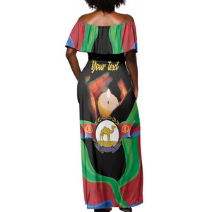 Personalized Afro-Eritrea Maelti Siwuat Off Shoulder Maxi Dress Shida Shoes Glory To Our Martyrs Eritrea