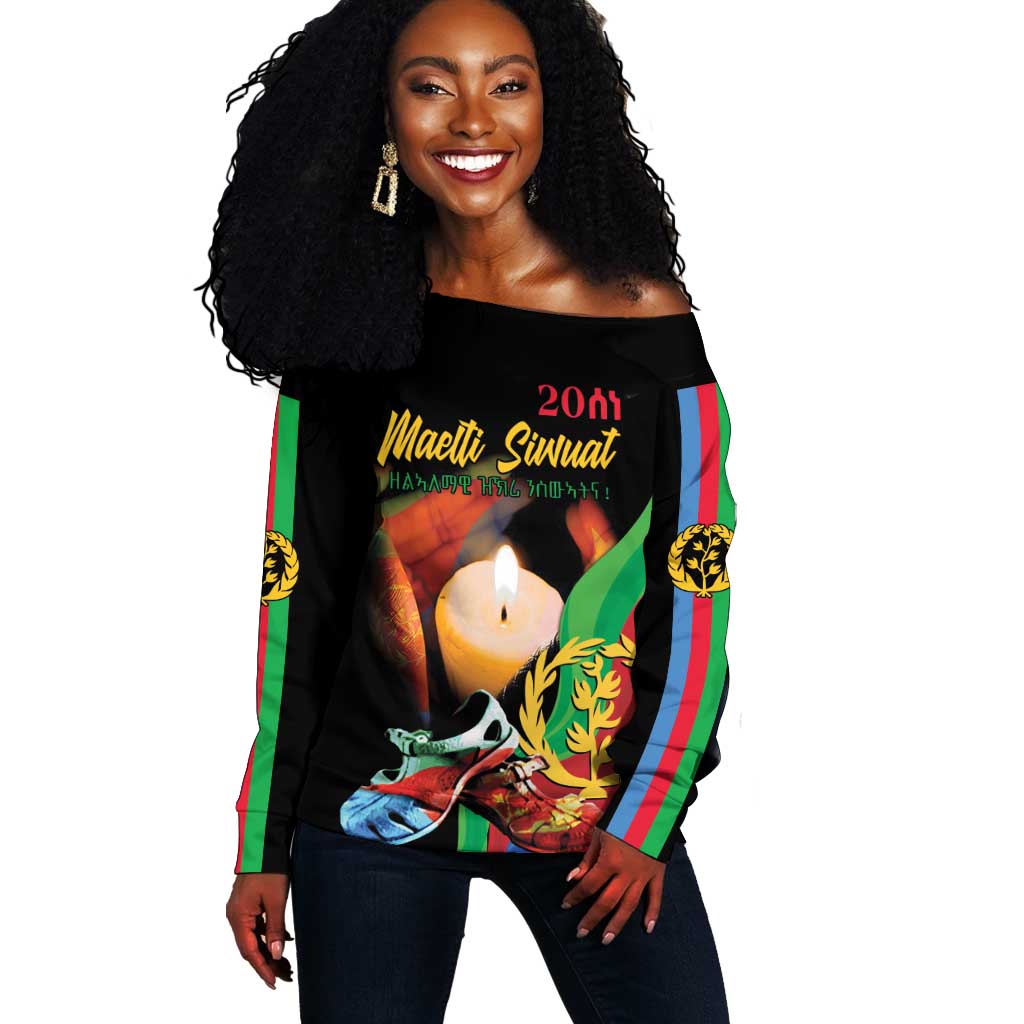 Personalized Afro-Eritrea Maelti Siwuat Off Shoulder Sweater Shida Shoes Glory To Our Martyrs Eritrea