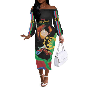 Personalized Afro-Eritrea Maelti Siwuat Off The Shoulder Long Sleeve Dress Shida Shoes Glory To Our Martyrs Eritrea