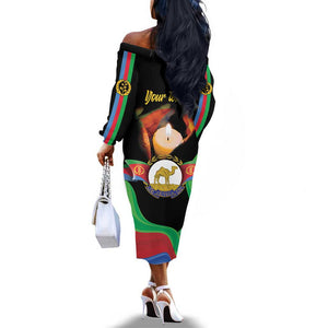 Personalized Afro-Eritrea Maelti Siwuat Off The Shoulder Long Sleeve Dress Shida Shoes Glory To Our Martyrs Eritrea