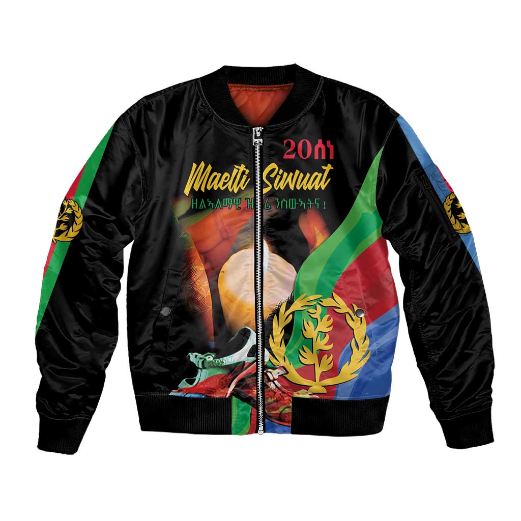 Personalized Afro-Eritrea Maelti Siwuat Sleeve Zip Bomber Jacket Shida Shoes Glory To Our Martyrs Eritrea