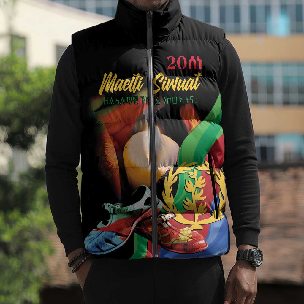 Personalized Eritrea Maelti Siwuat Sleeveless Puffer Jacket Shida Shoes Glory To Our Martyrs Eritrea