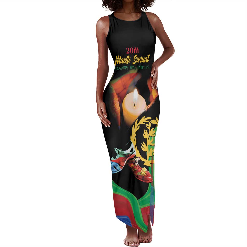 Personalized Afro-Eritrea Maelti Siwuat Tank Maxi Dress Shida Shoes Glory To Our Martyrs Eritrea