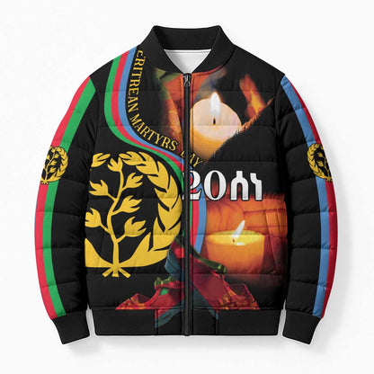 Personalized Afro-Eritrea Maelti Siwuat Bomber Puffer Jacket Candle Vigil Glory To Our Martyrs Eritrea