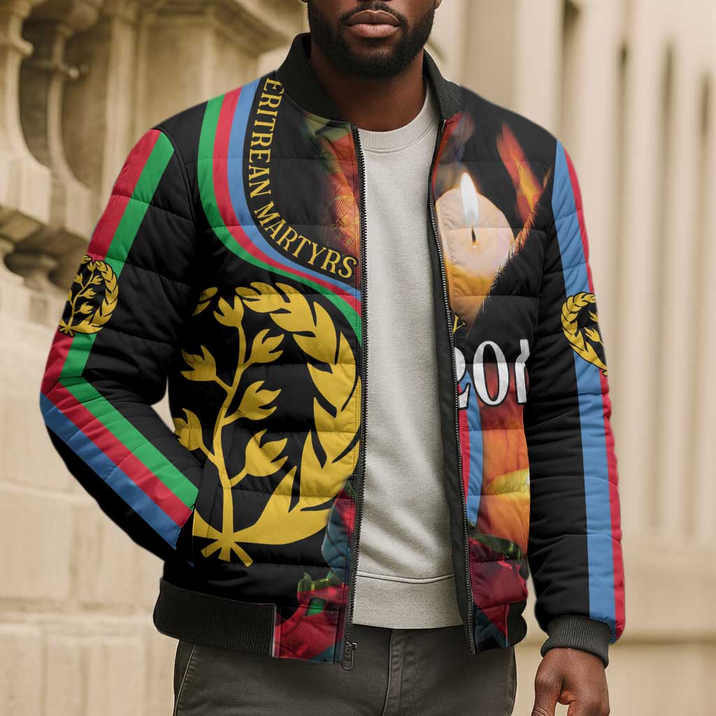Personalized Afro-Eritrea Maelti Siwuat Bomber Puffer Jacket Candle Vigil Glory To Our Martyrs Eritrea