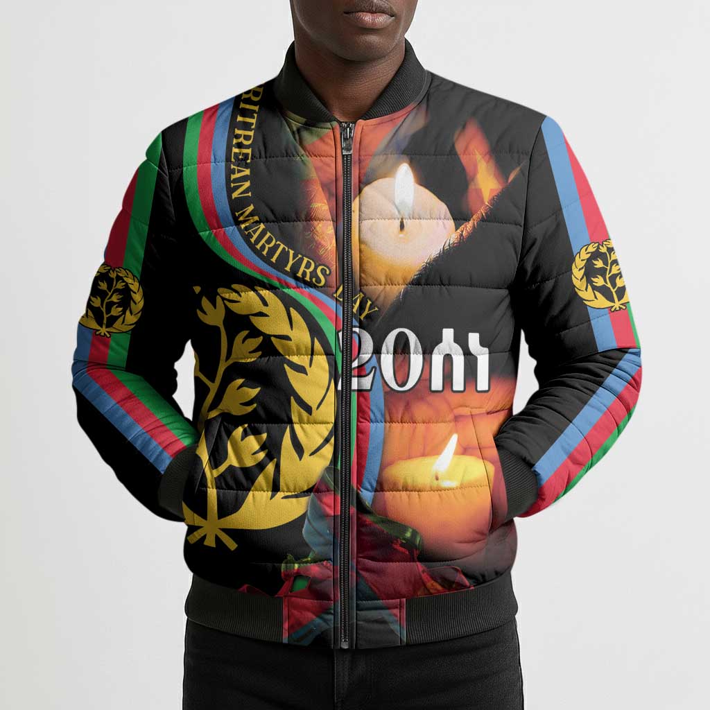 Personalized Afro-Eritrea Maelti Siwuat Bomber Puffer Jacket Candle Vigil Glory To Our Martyrs Eritrea