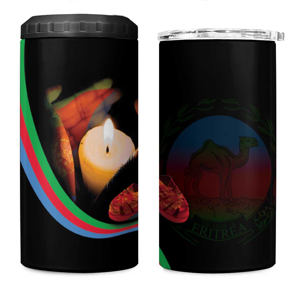 Personalized Afro-Eritrea Maelti Siwuat 4 in 1 Can Cooler Tumbler Candle Vigil Glory To Our Martyrs Eritrea