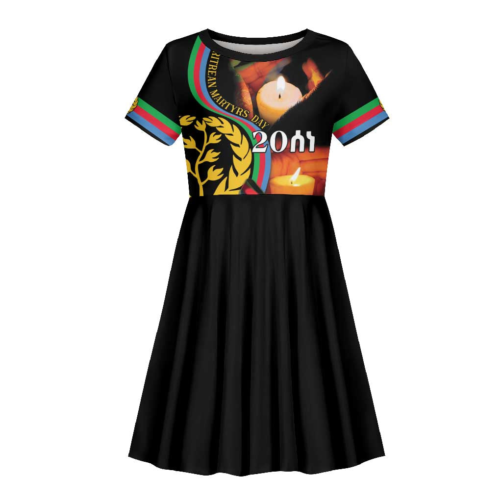 Personalized Afro-Eritrea Maelti Siwuat Kid Short Sleeve Dress Candle Vigil Glory To Our Martyrs Eritrea