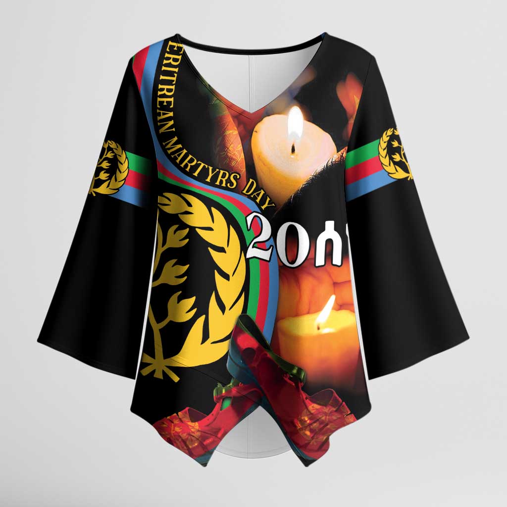 Personalized Afro-Eritrea Maelti Siwuat Kimono Sleeve Blouse Candle Vigil Glory To Our Martyrs Eritrea