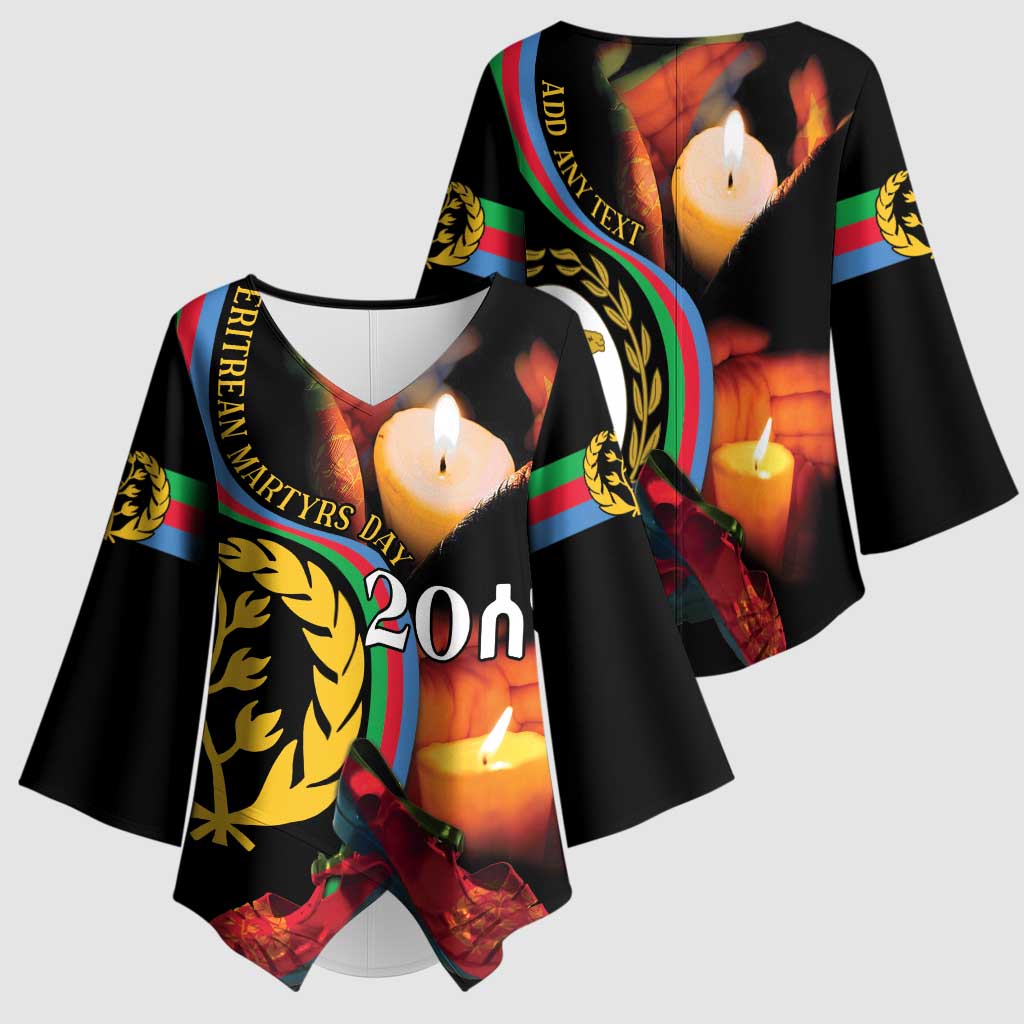 Personalized Afro-Eritrea Maelti Siwuat Kimono Sleeve Blouse Candle Vigil Glory To Our Martyrs Eritrea