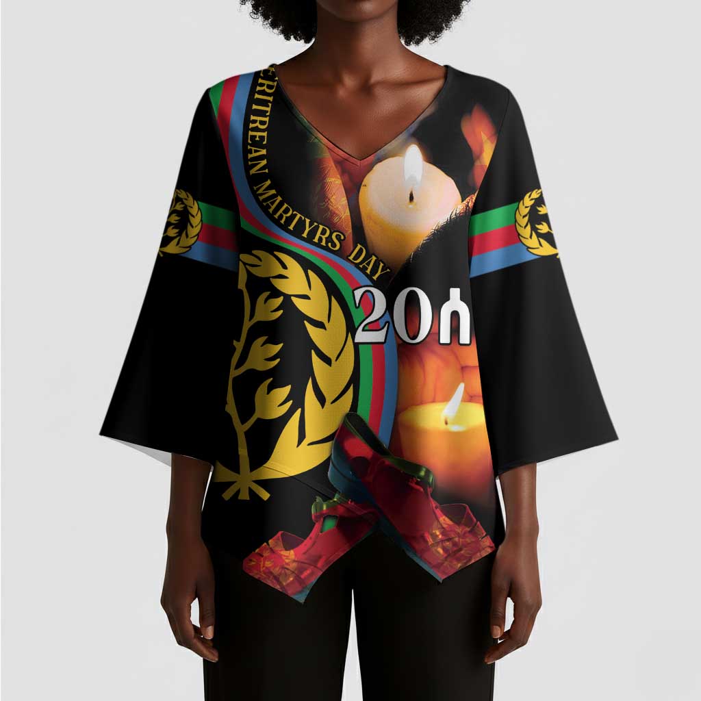Personalized Afro-Eritrea Maelti Siwuat Kimono Sleeve Blouse Candle Vigil Glory To Our Martyrs Eritrea