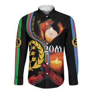 Personalized Afro-Eritrea Maelti Siwuat Long Sleeve Button Shirt Candle Vigil Glory To Our Martyrs Eritrea