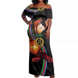 Personalized Afro-Eritrea Maelti Siwuat Off Shoulder Maxi Dress Candle Vigil Glory To Our Martyrs Eritrea