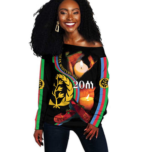 Personalized Afro-Eritrea Maelti Siwuat Off Shoulder Sweater Candle Vigil Glory To Our Martyrs Eritrea