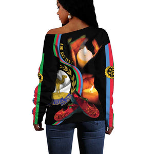 Personalized Afro-Eritrea Maelti Siwuat Off Shoulder Sweater Candle Vigil Glory To Our Martyrs Eritrea