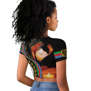 Personalized Afro-Eritrea Maelti Siwuat Raglan Cropped T shirt Candle Vigil Glory To Our Martyrs Eritrea